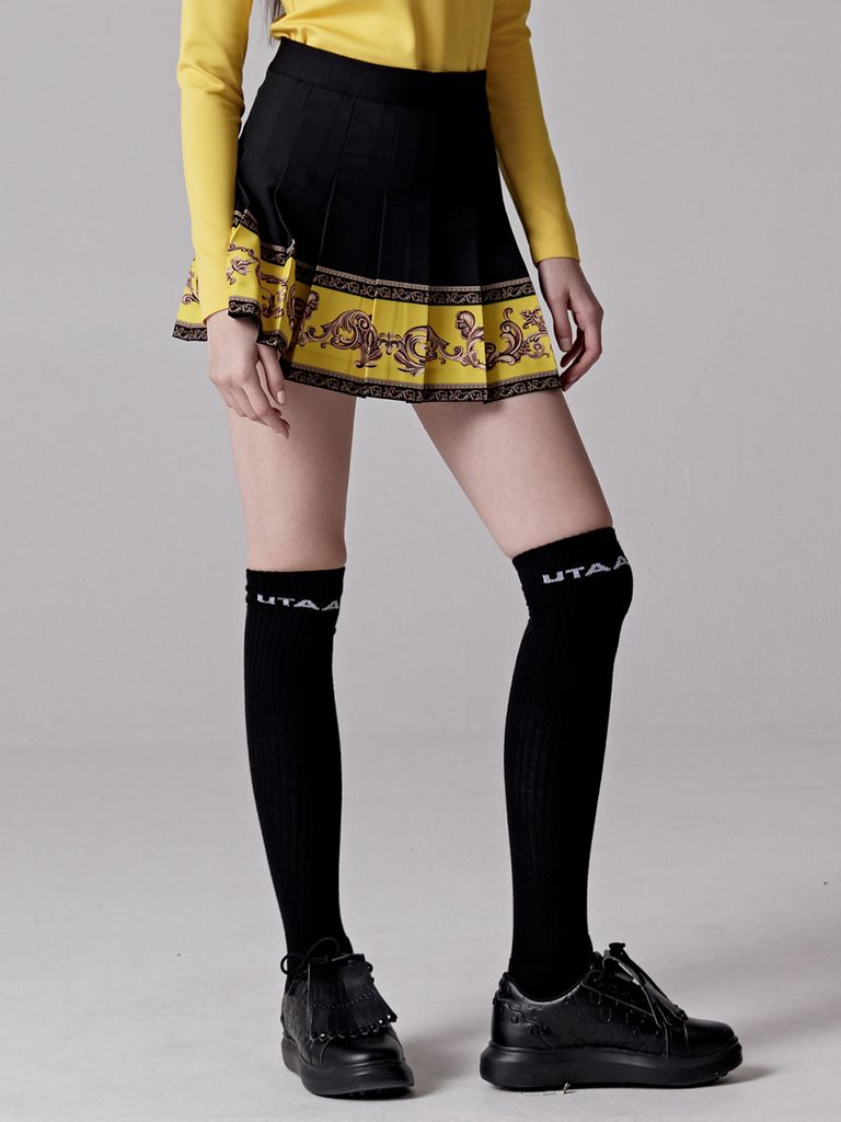 UTAA Neon Golden Baroque Flare Skirt : Yellow