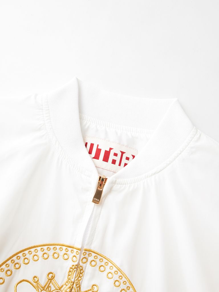 UTAA Gilt Ring Crown Panther Windbreaker Jumper : Women's White