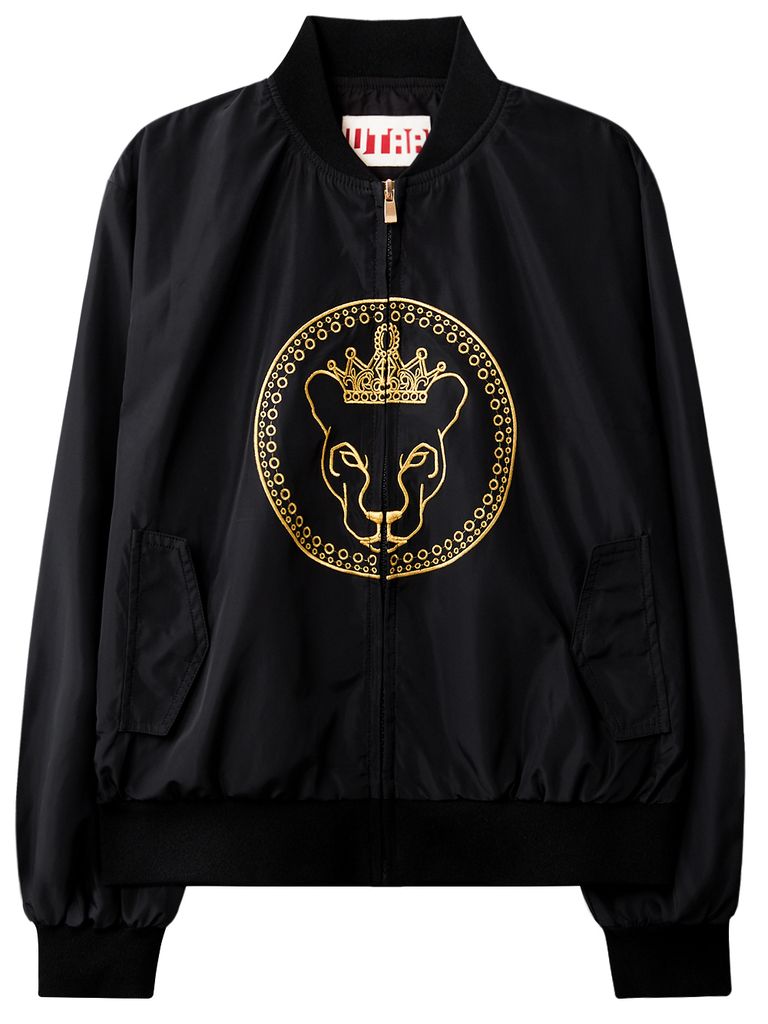 UTAA Gilt Ring Crown Panther Windbreaker Jumper : Men's Black
