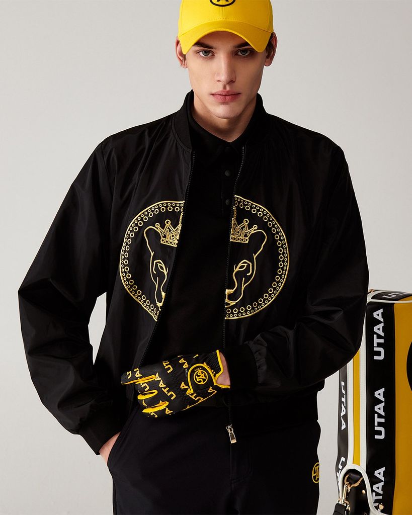 UTAA Gilt Ring Crown Panther Windbreaker Jumper : Men's Black