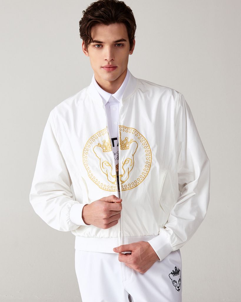UTAA Gilt Ring Crown Panther Windbreaker Jumper : Men's White