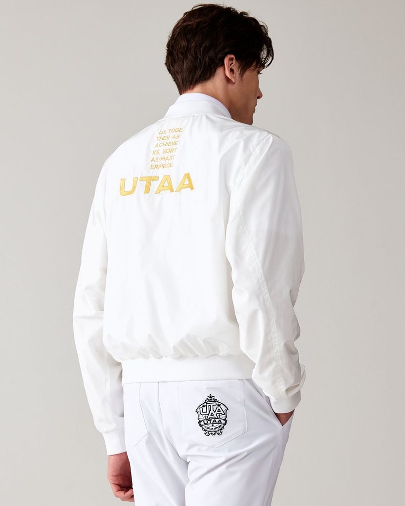 UTAA Gilt Ring Crown Panther Windbreaker Jumper : Men's White