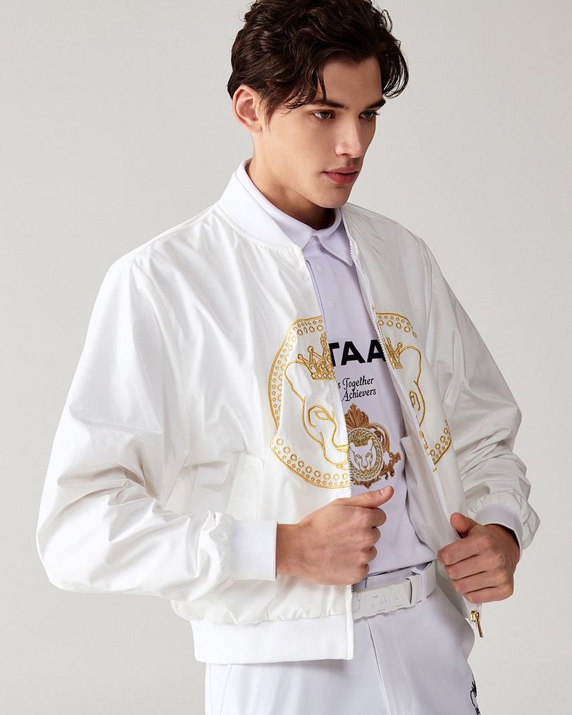 UTAA Gilt Ring Crown Panther Windbreaker Jumper : Men's White
