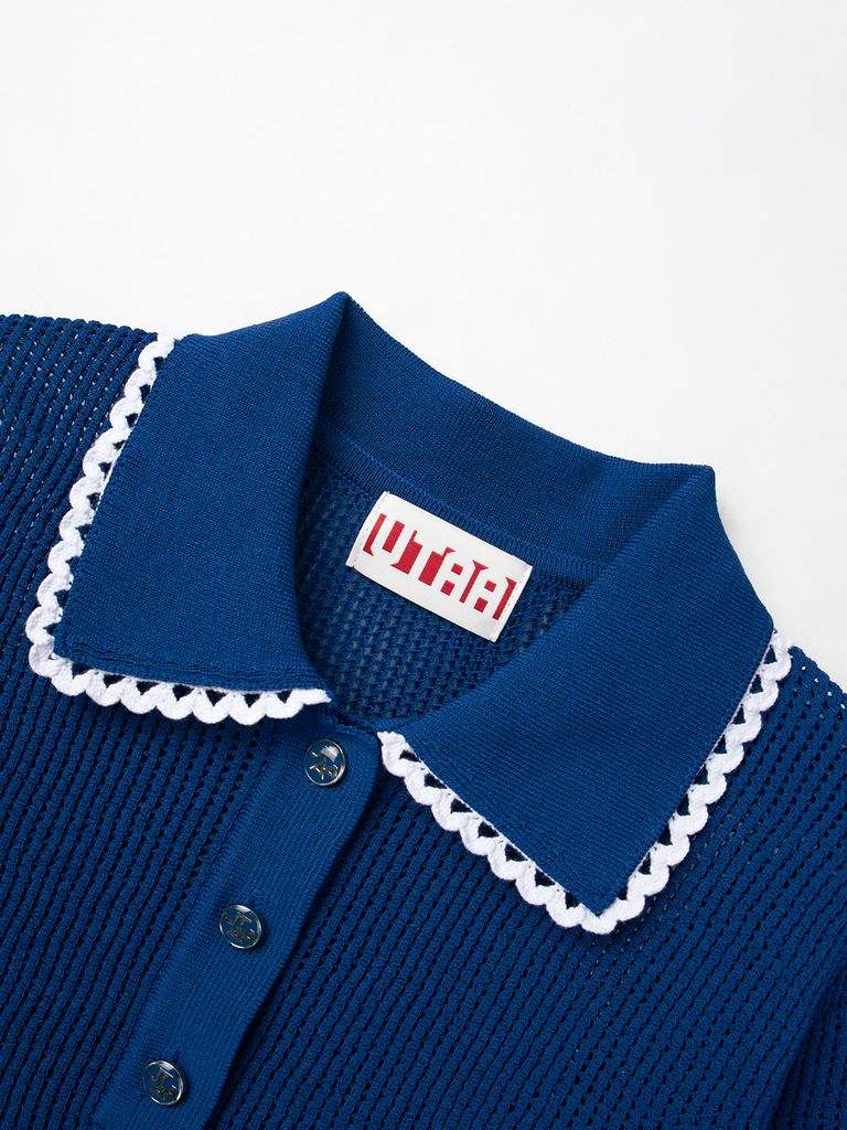 UTAA Dentelle Collar Scasi Knit : Women's Navy
