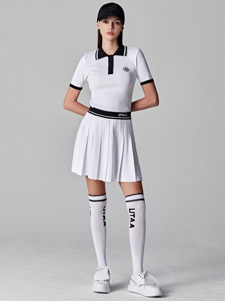 UTAA Dime Symbol Classic PK Knit : Women's White