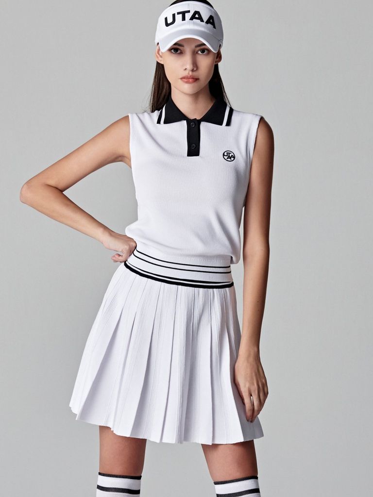 UTAA Dime Symbol PK Knit Sleeveless : Women's White