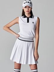 UTAA Dime Symbol PK Knit Sleeveless : Women's White