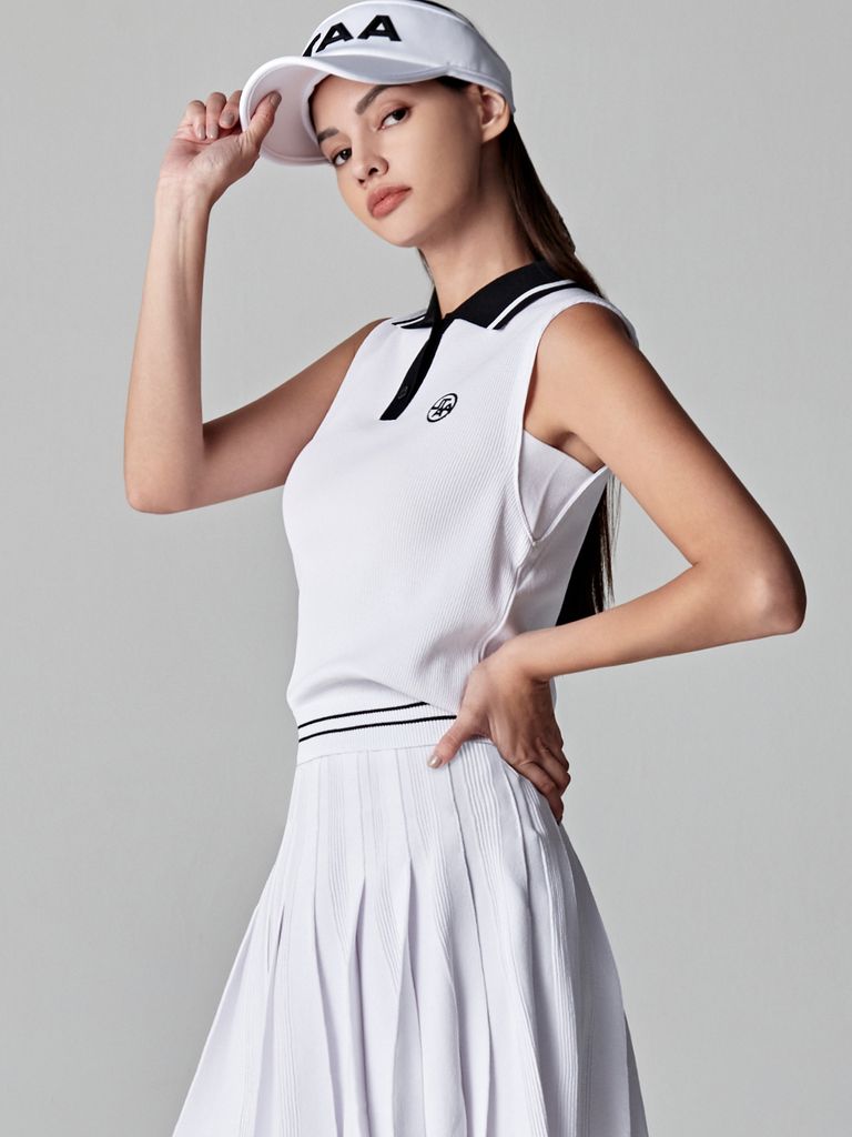 UTAA Dime Symbol PK Knit Sleeveless : Women's White