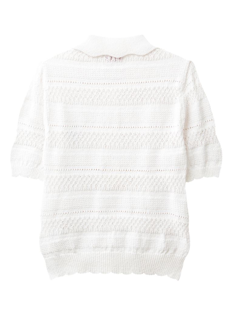 UTAA Twin Ruffle Knit PK Sleeve : Women's White