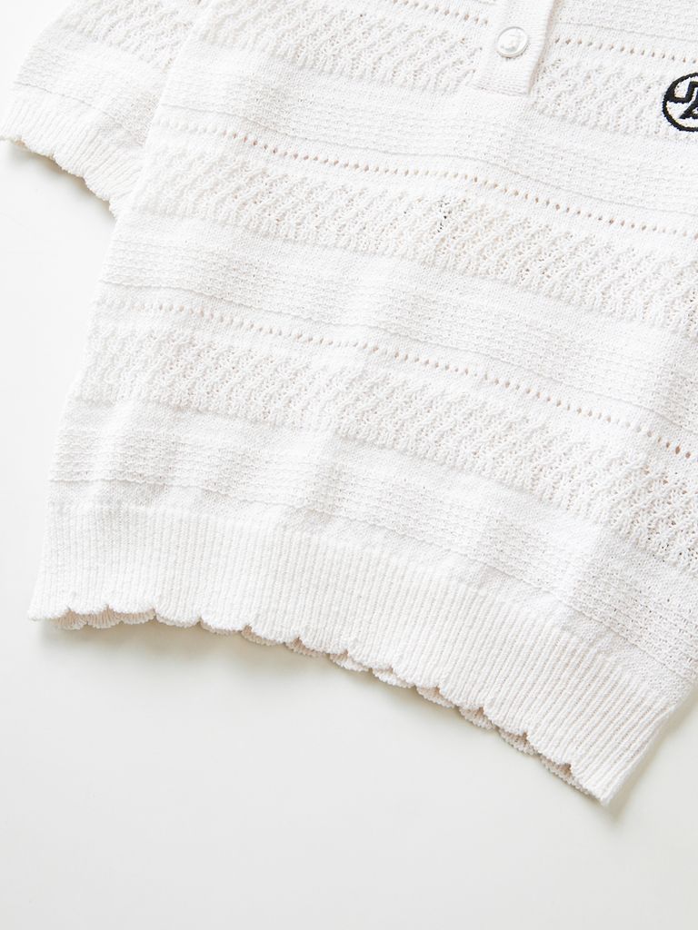 UTAA Twin Ruffle Knit PK Sleeve : Women's White