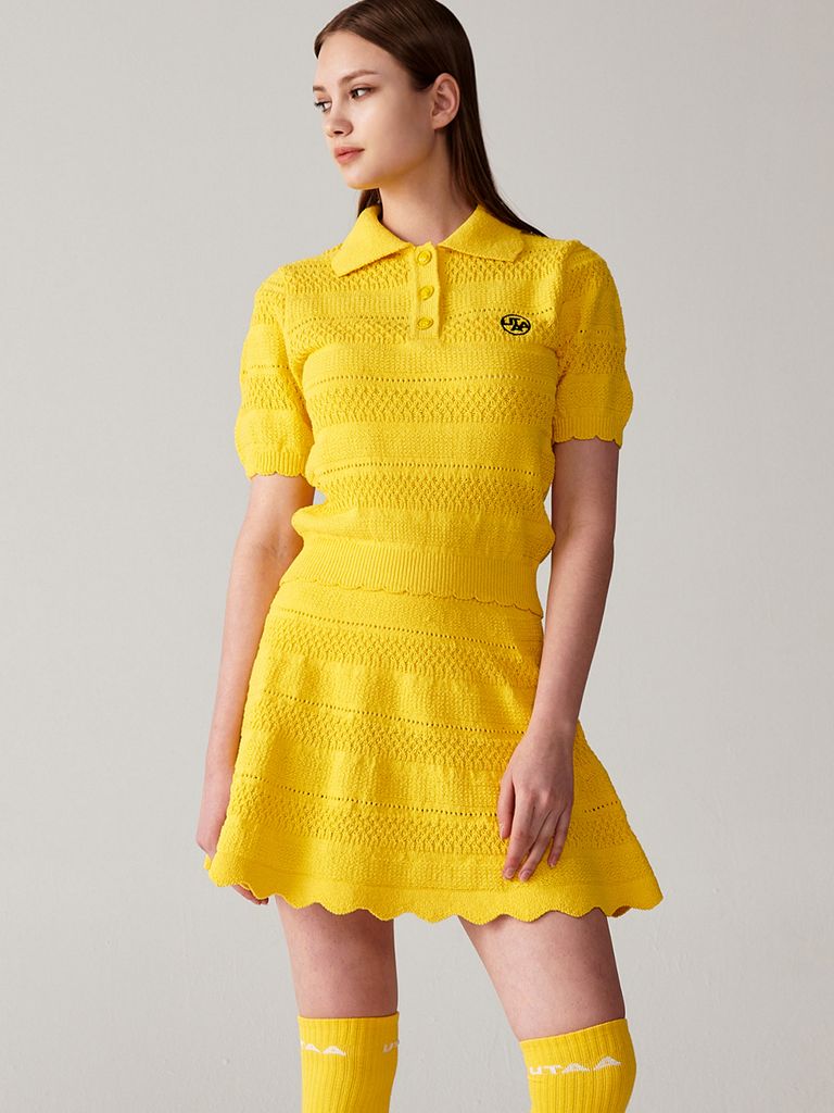 UTAA Twin Ruffle Knit PK Sleeve : Women's Yellow