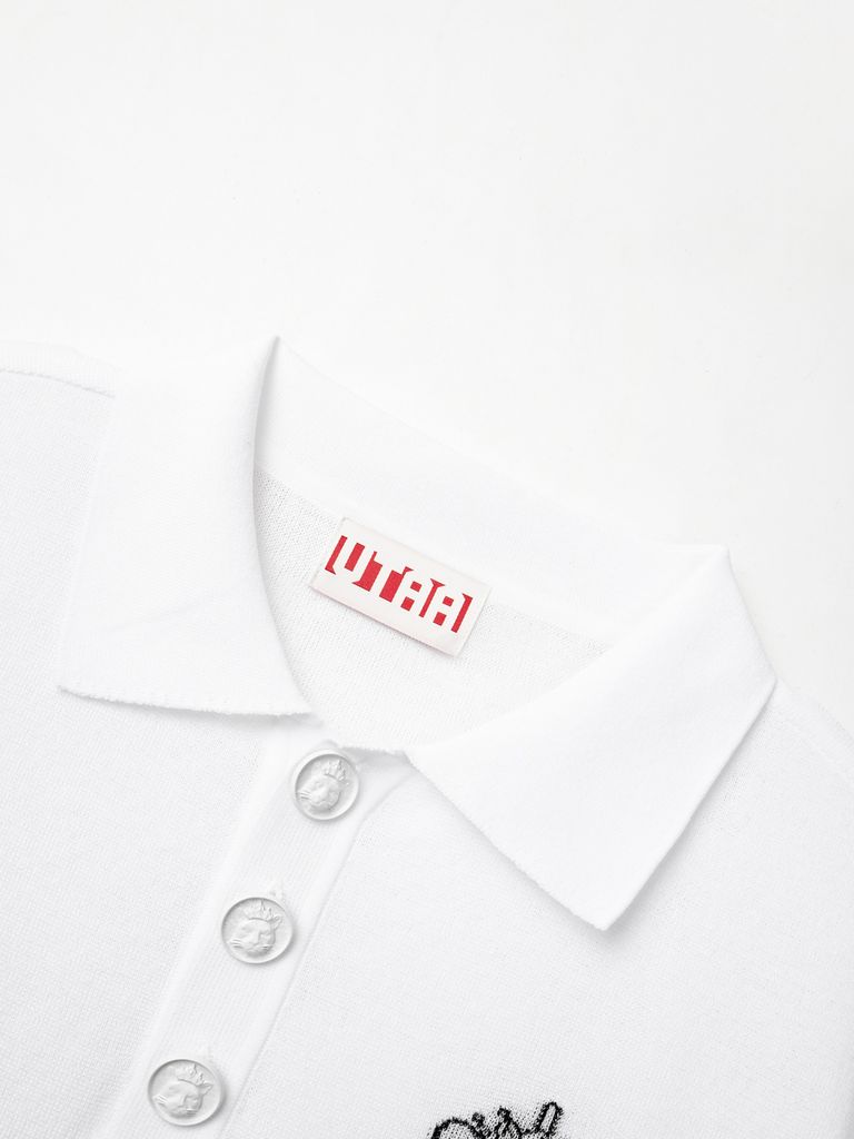 UTAA Crown Panther Wappen Classical PK Knit : Men's White