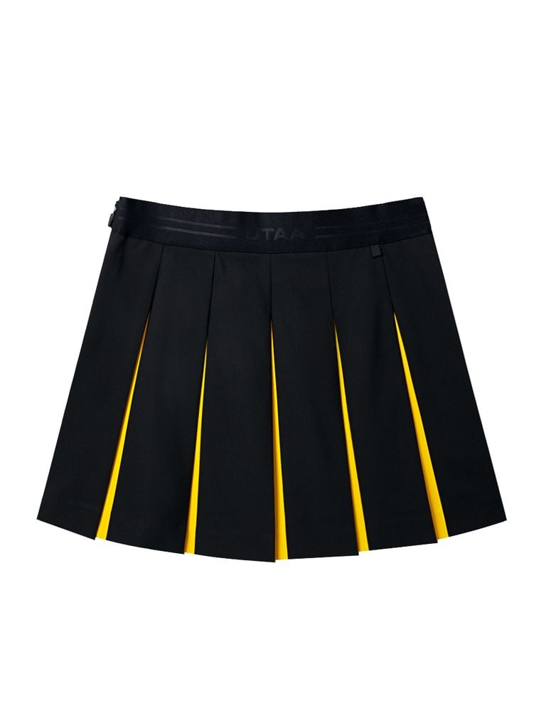 UTAA Sign Hidden Color Pleats Skirt : Black