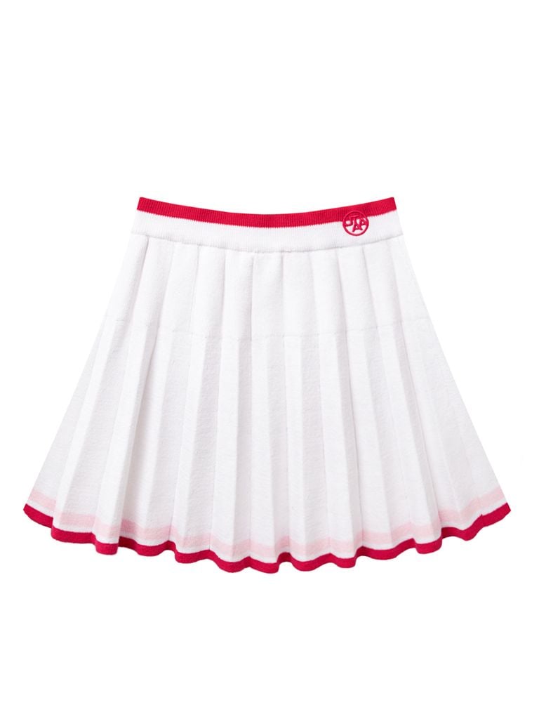 UTAA Amber Double Stripe Knit Flare Skirt : White