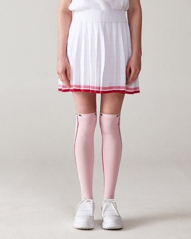 UTAA Amber Double Stripe Knit Flare Skirt : White