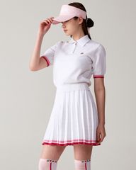UTAA Amber Double Stripe Knit Flare Skirt : White