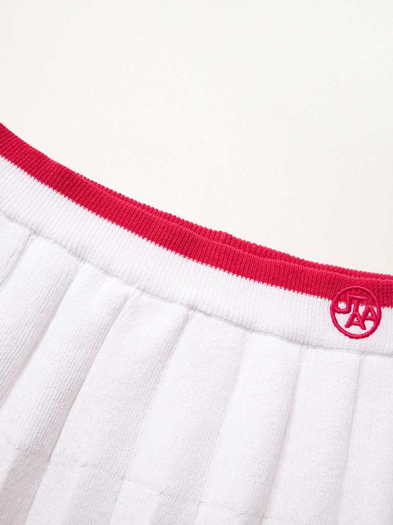 UTAA Amber Double Stripe Knit Flare Skirt : White