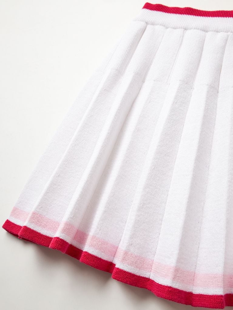 UTAA Amber Double Stripe Knit Flare Skirt : White