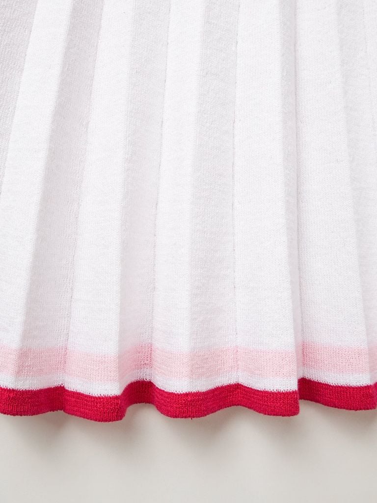 UTAA Amber Double Stripe Knit Flare Skirt : White