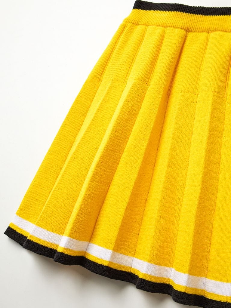 UTAA Amber Double Stripe Knit Flare Skirt : Yellow