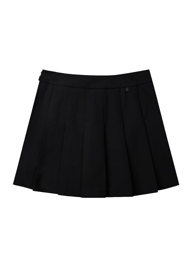 UTAA Golden Crown Ring Panther Angle Pleats Skirt : Black