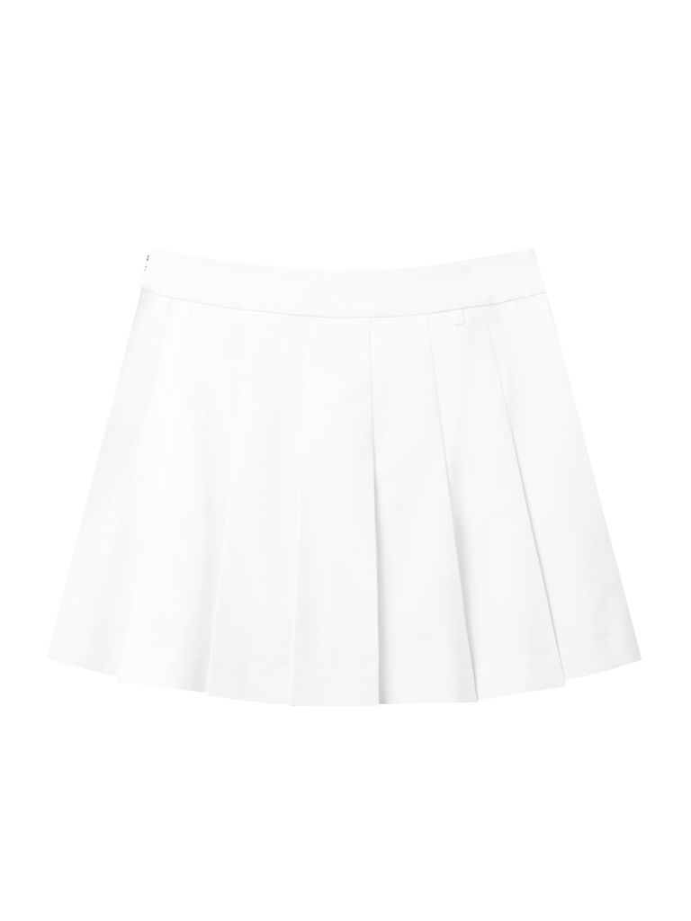 UTAA Golden Crown Ring Panther Angle Pleats Skirt : White