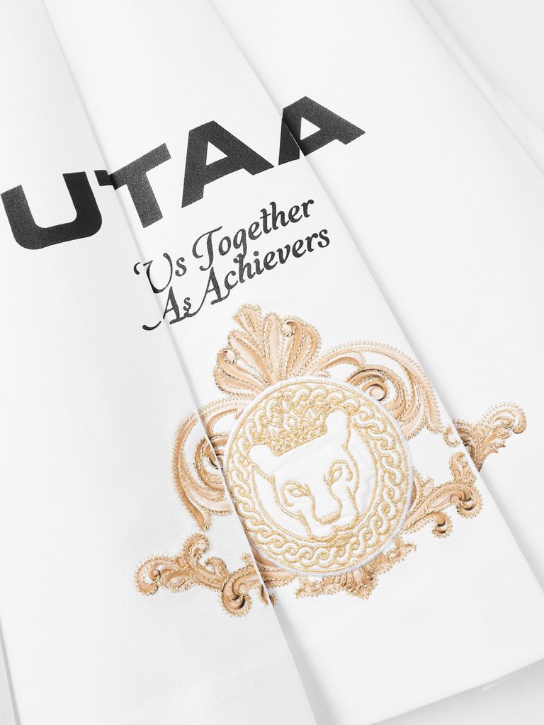 UTAA Golden Crown Ring Panther Angle Pleats Skirt : White