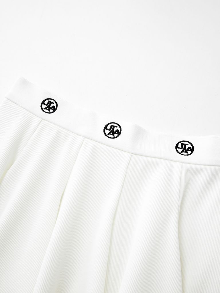 UTAA Triple Tiny Logo Flare Skirt : White
