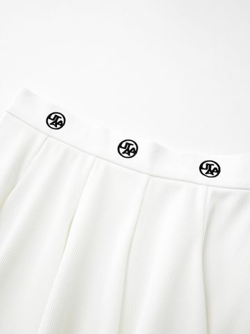 UTAA Triple Tiny Logo Flare Skirt : White
