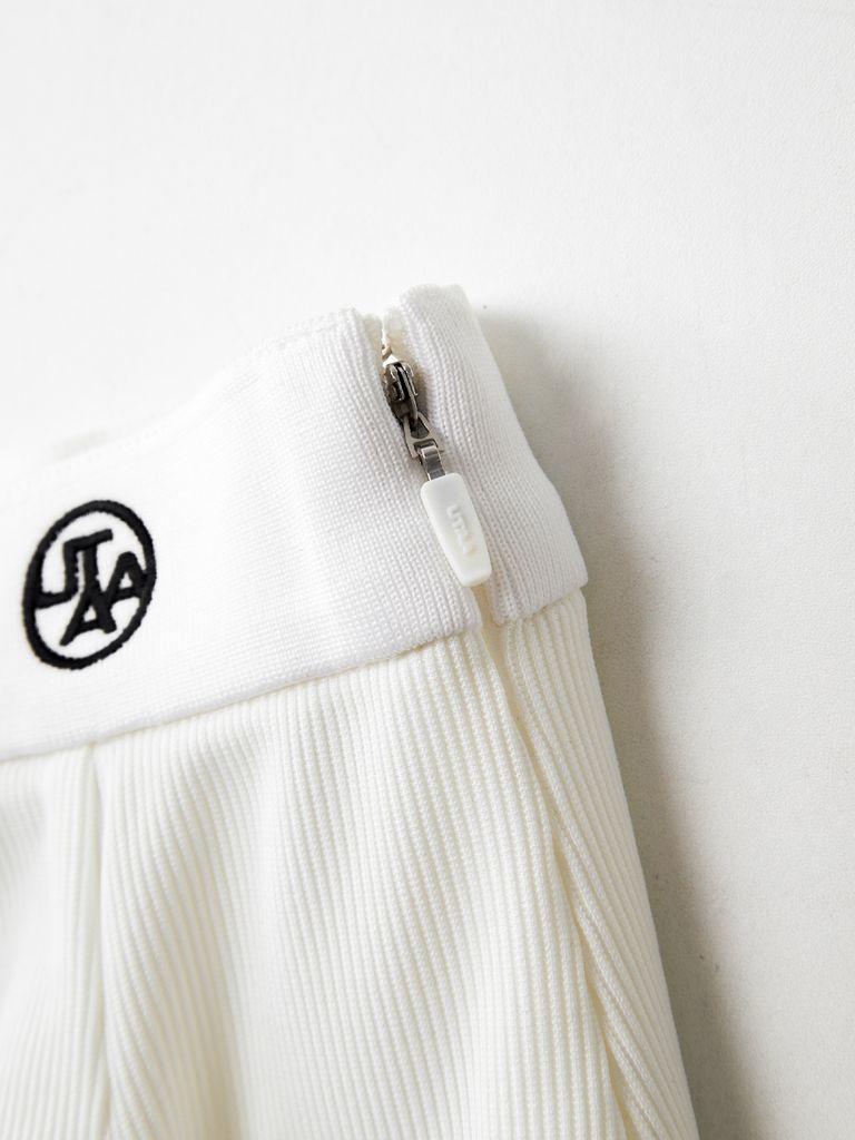 UTAA Triple Tiny Logo Flare Skirt : White