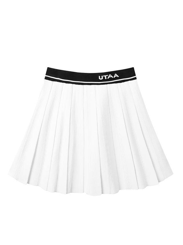 UTAA Dime Classic Knit Flare Skirt: White
