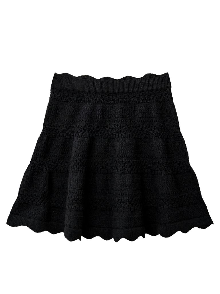 UTAA Twin ruffle Flare Skirt : Black