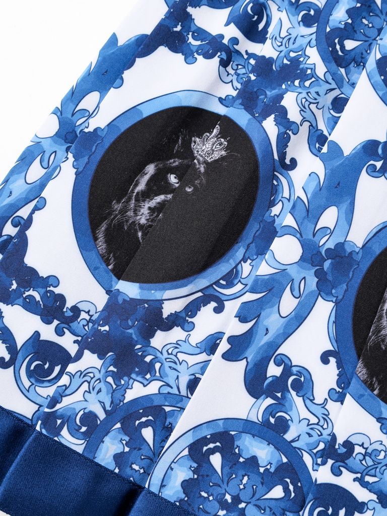 UTAA Sequence Baroque Graphic Pleats Skirt : Blue