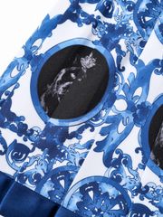 UTAA Sequence Baroque Graphic Pleats Skirt : Blue