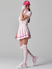 UTAA Dual Tape Mix Flare Skirt : Light Pink