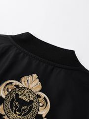 UTAA Golden Crown Ring Panther Windbreaker Jumper : Men's Black