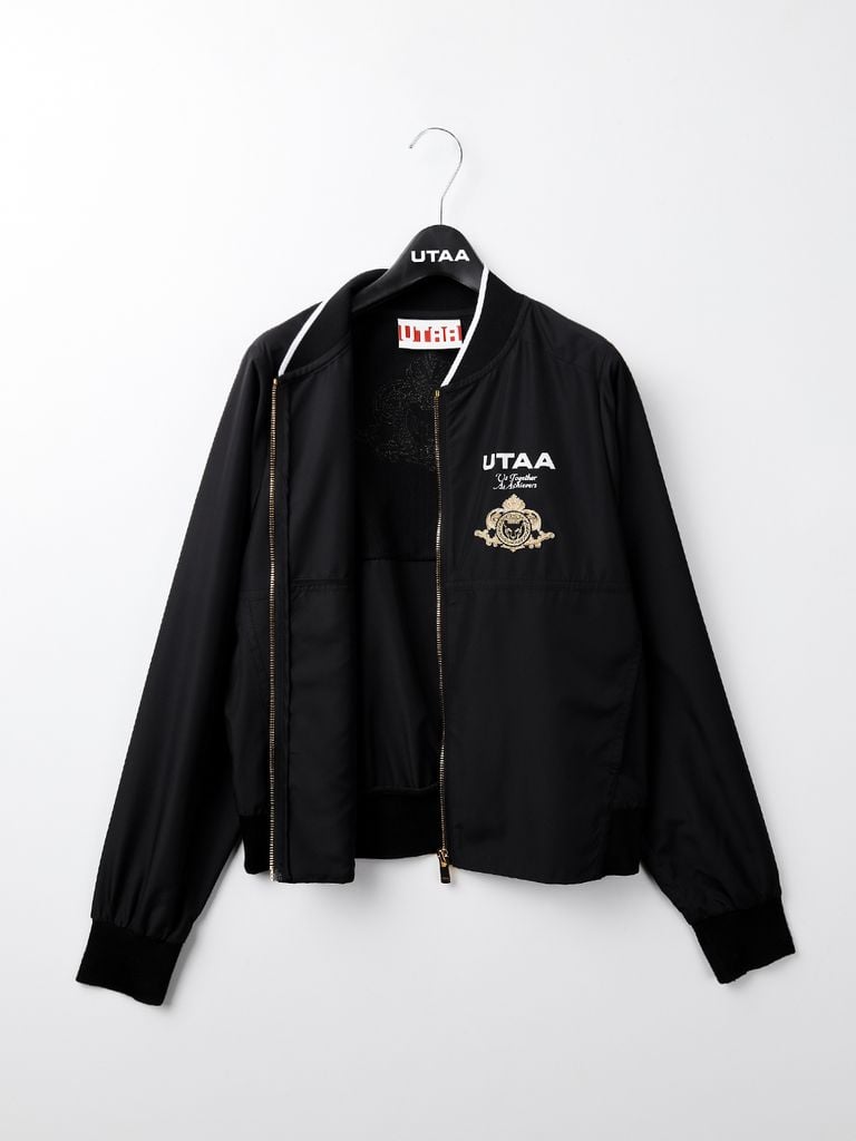UTAA Golden Crown Ring Panther Windbreaker Jumper : Men's Black
