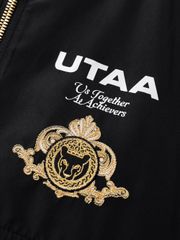 UTAA Golden Crown Ring Panther Windbreaker Jumper : Men's Black