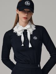 UTAA Notredame Floral Lace Pleats Skirt : Navy