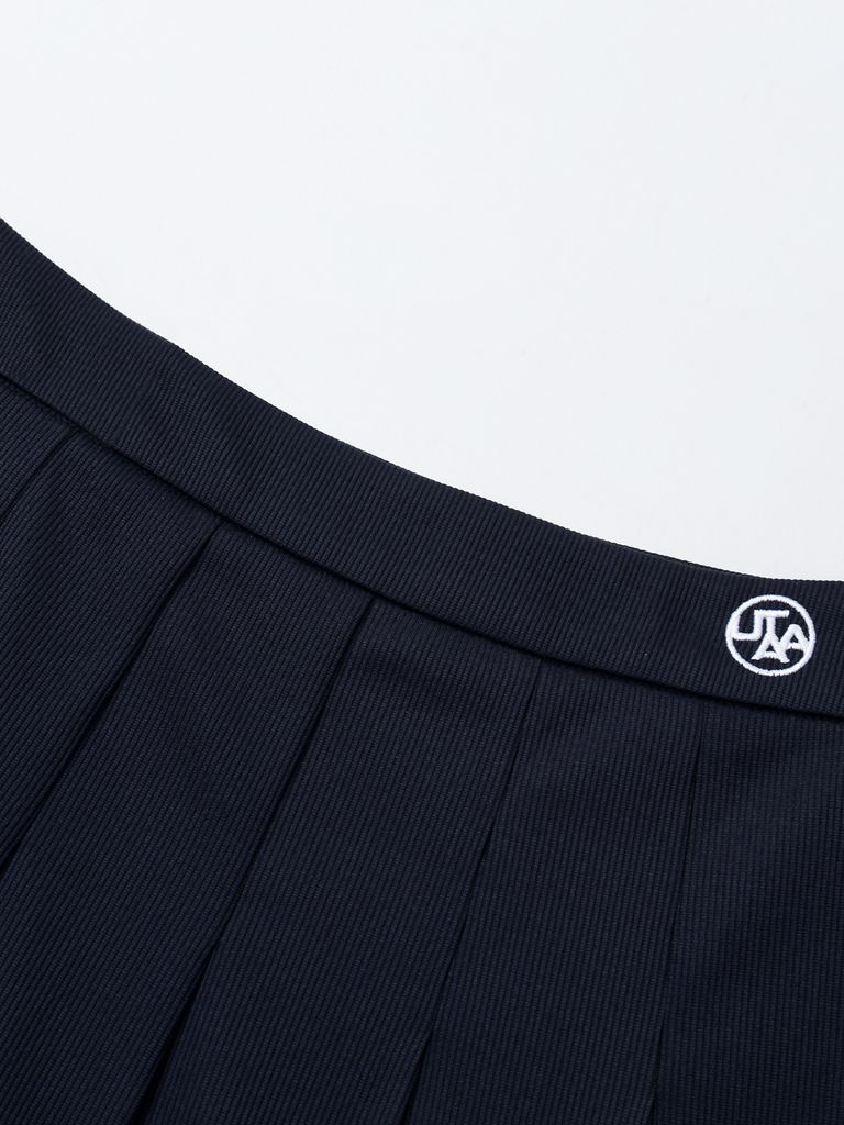 UTAA Notredame Floral Lace Pleats Skirt : Navy