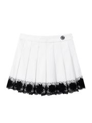 UTAA Notredame Floral Lace Pleats Skirt : White