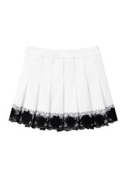 UTAA Notredame Floral Lace Pleats Skirt : White