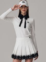 UTAA Notredame Floral Lace Pleats Skirt : White