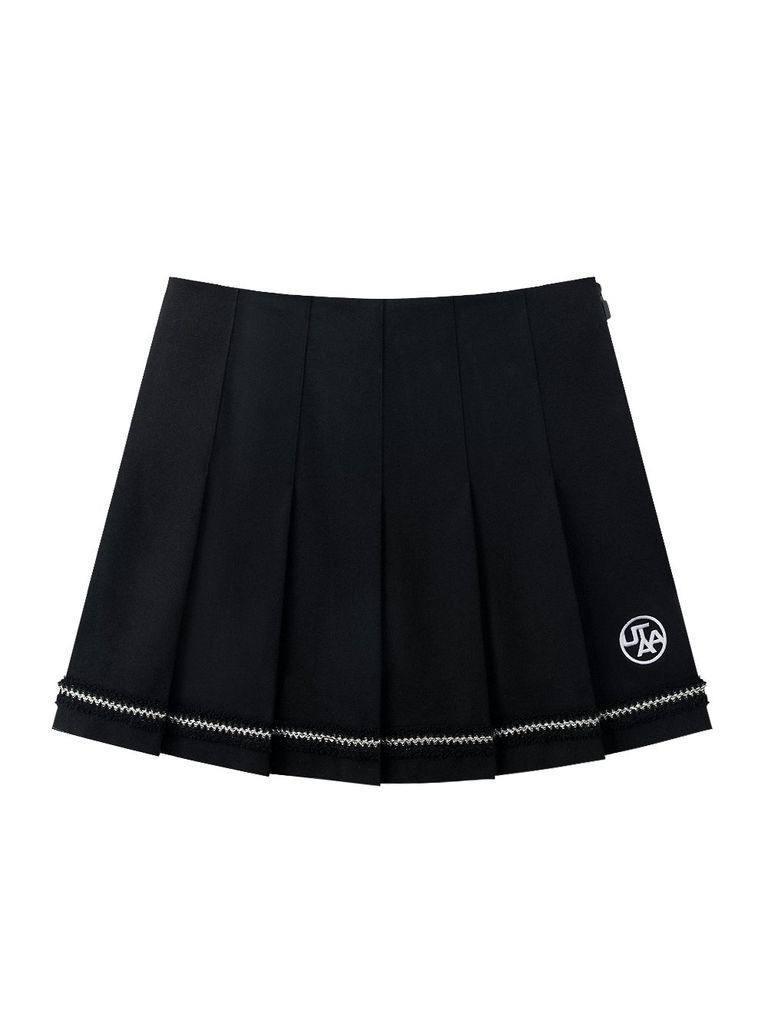 UTAA Tassel Lace Pleats Skirt : Black
