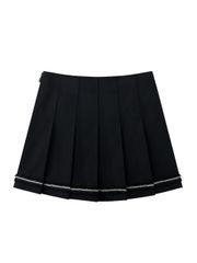 UTAA Tassel Lace Pleats Skirt : Black