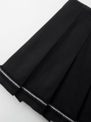 UTAA Tassel Lace Pleats Skirt : Black