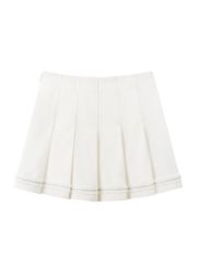 UTAA Tassel Lace Pleats Skirt : White
