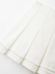 UTAA Tassel Lace Pleats Skirt : White