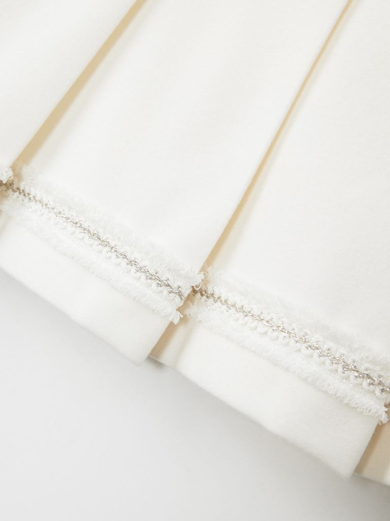 UTAA Tassel Lace Pleats Skirt : White