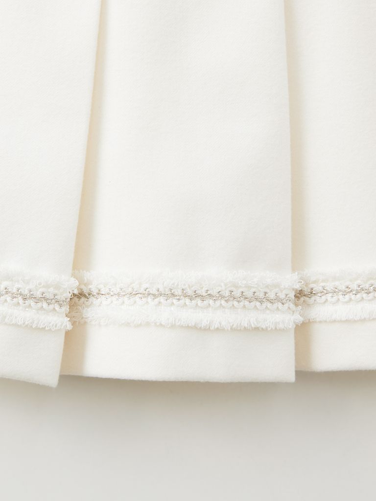 UTAA Tassel Lace Pleats Skirt : White